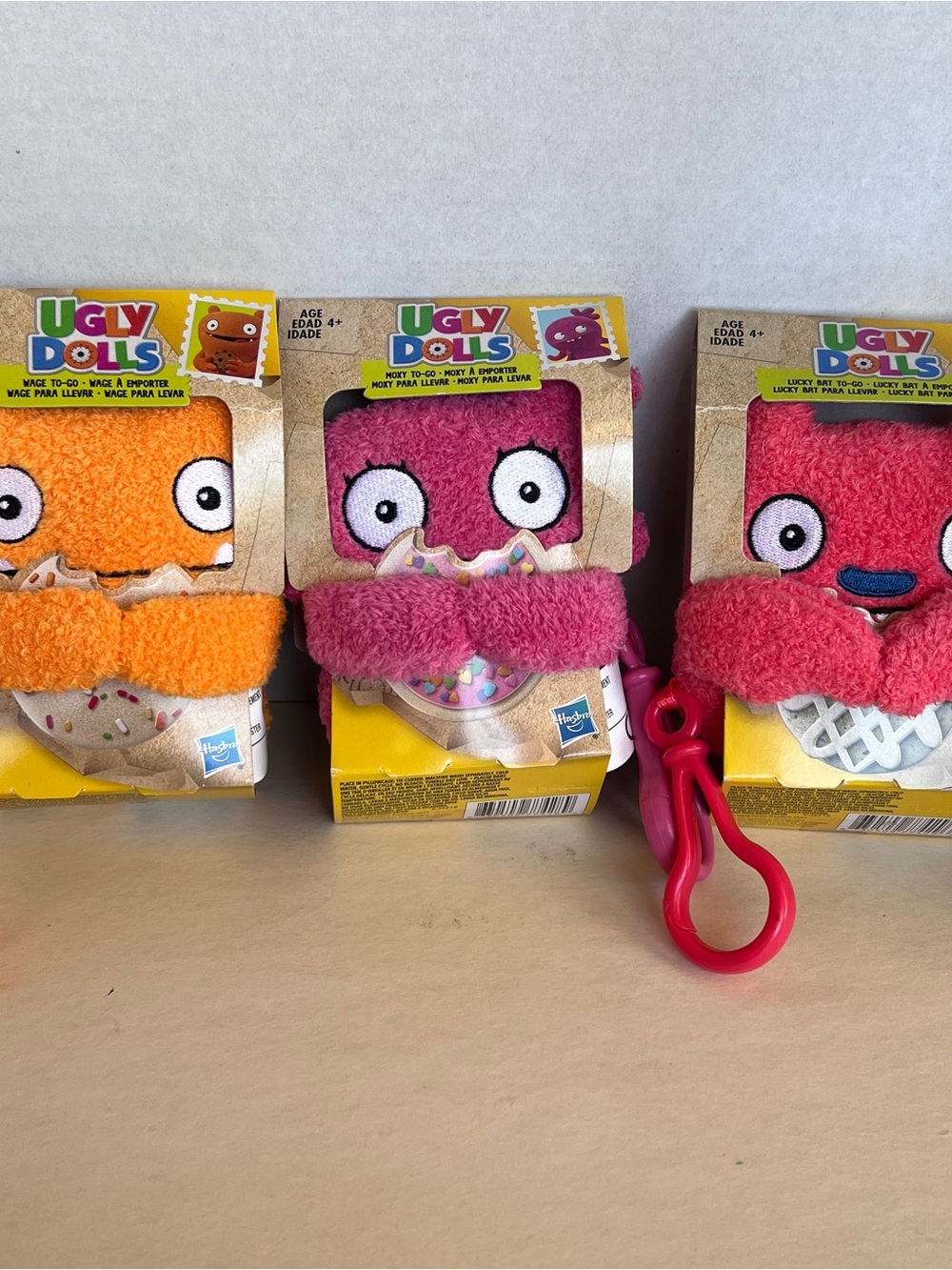 Hasbro Ugly Dolls To-Go Stuffed Plush Toy 5” Keychain Clip Lucky Bat Moxy & Wage